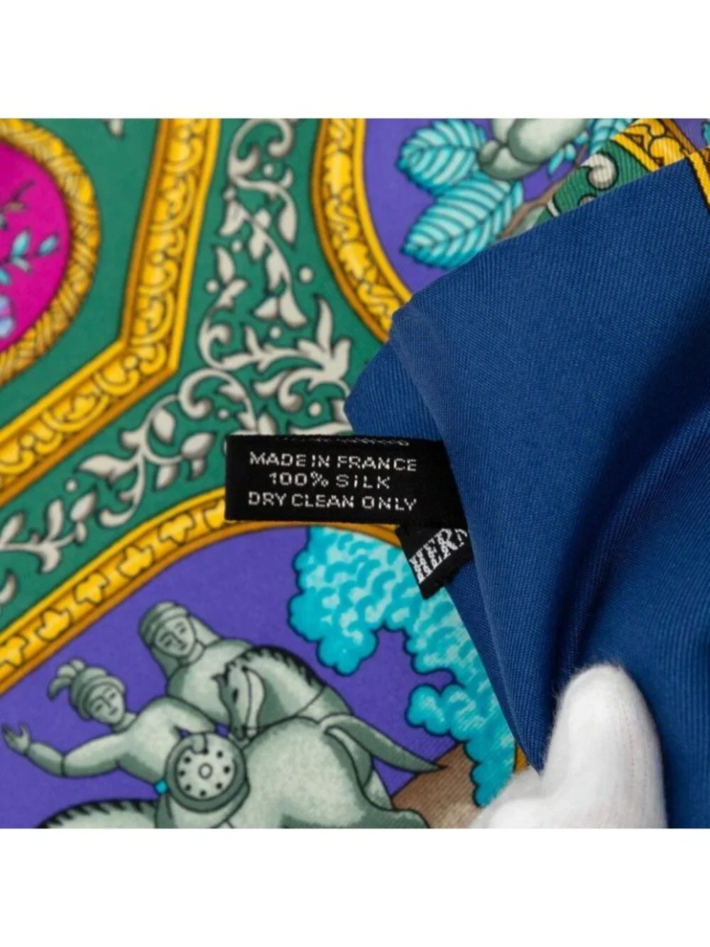 Hermes Qalamdan Scarf Blue Silk